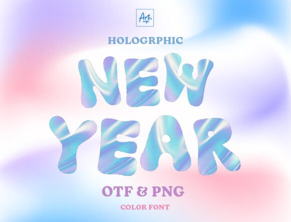 Holographic New Year: A Font Dipped in Celebration